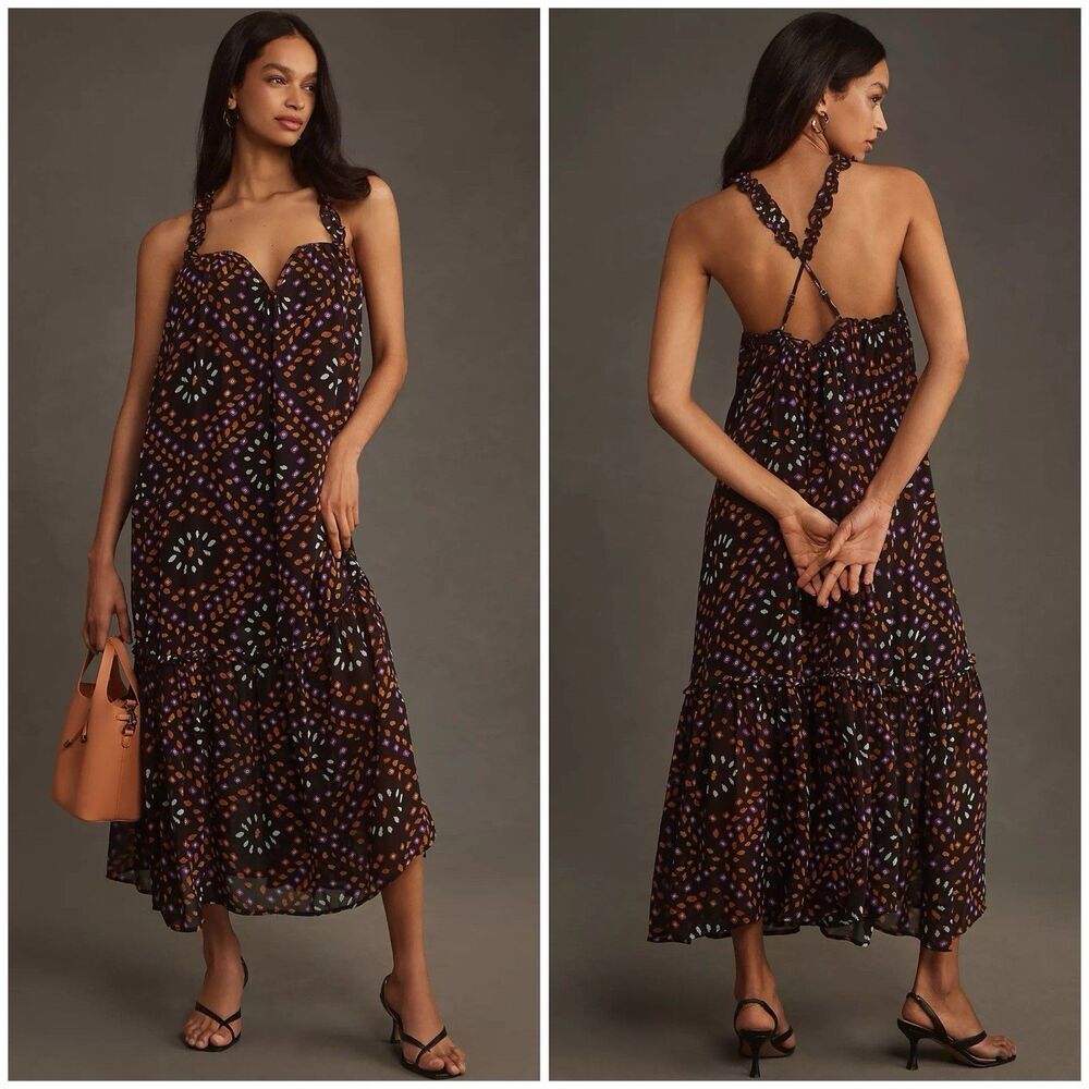 Anthropologie Sleeveless Chiffon Midi Dress Size Multicolor Size XS Pullover